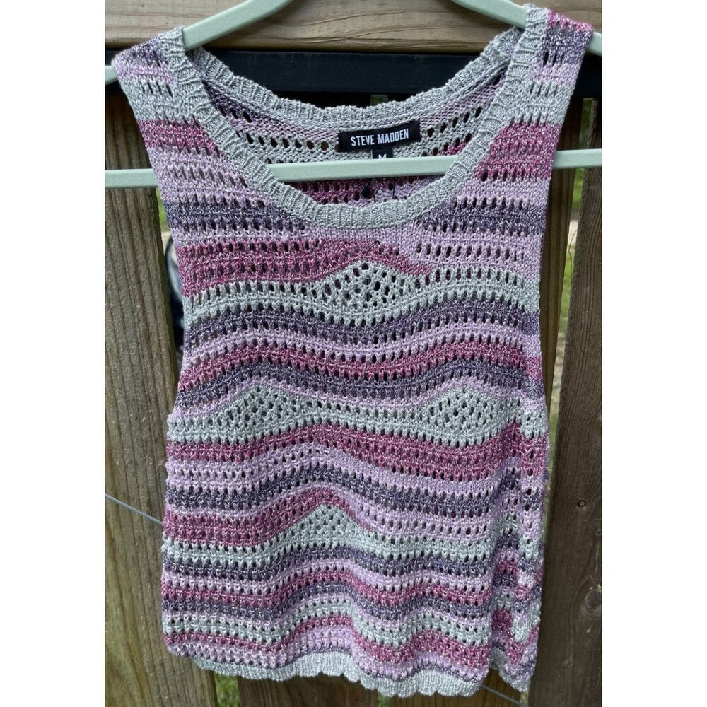 Steve Madden Womens Hannah Knitted Tank Top Multicolor Size M